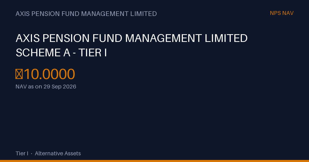 AXIS PENSION FUND MANAGEMENT LIMITED SCHEME A - TIER I — NAV ₹10.00 ...